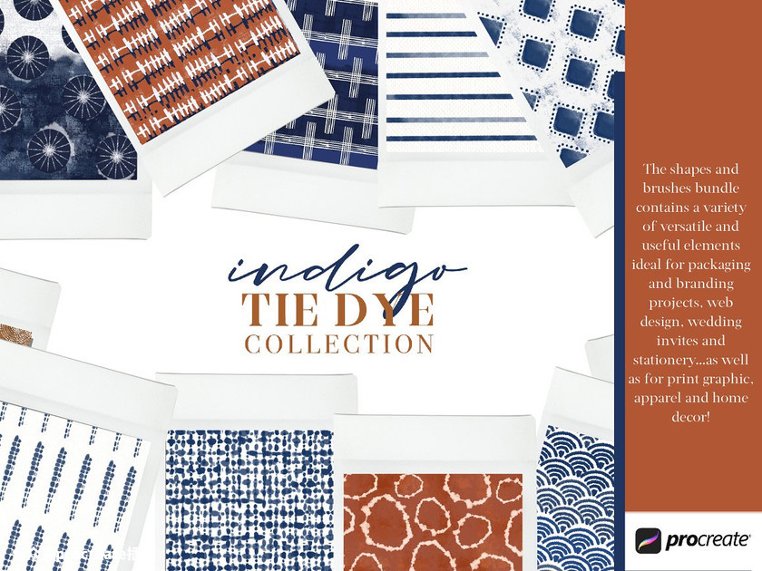 图片[2]-靛蓝色染料数字扎染的procreate笔刷【0232】-procreatechahua