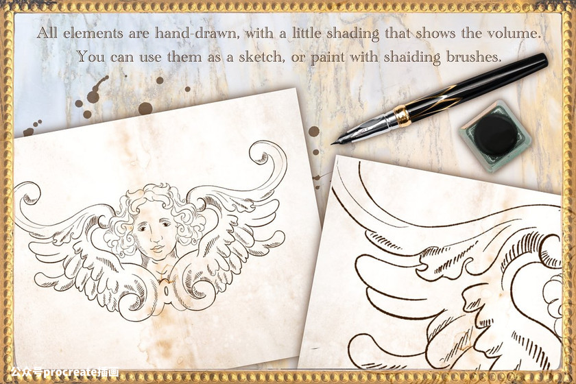 图片[3]-复古巴洛克风格Procreate艺术文字笔刷【0236】-procreatechahua