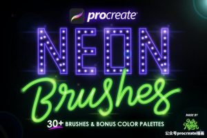 30个制作霓虹灯效果文字logo的Procreate笔刷【0233】-procreatechahua