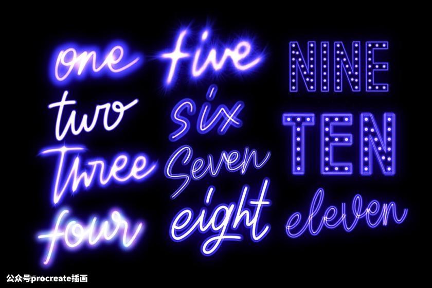 图片[7]-30个制作霓虹灯效果文字logo的Procreate笔刷【0233】-procreatechahua