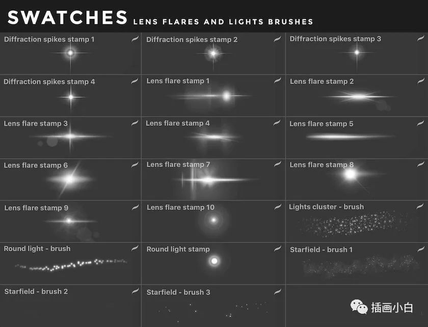 图片[2]-Procreate镜头光晕和灯光效果笔刷【0112】-procreatechahua