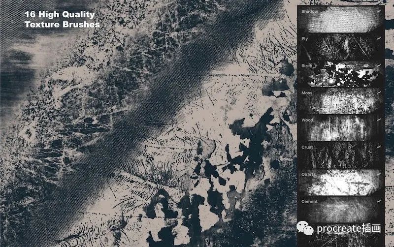 图片[2]-16款复古褶皱做旧纹理效果的Procreate笔刷【0131】-procreatechahua