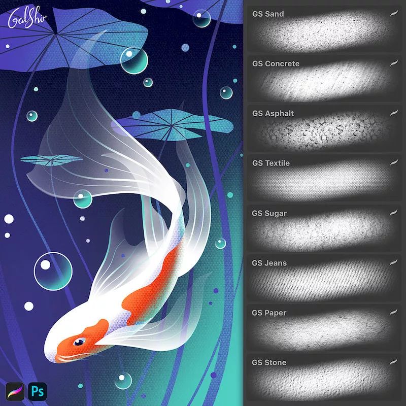 图片[1]-Galshir笔刷8款+色卡+绘画视频【0016】-procreatechahua