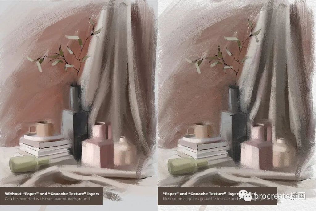 图片[2]-水彩油画厚涂procreate笔刷包+一张油画布纸张纹理procreate文件+使用视频【0279】-procreatechahua