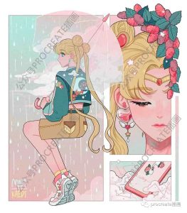 韩系少女穿搭插画70+张➕procreate色卡2套【0384】-procreatechahua