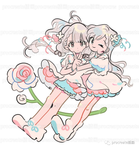 可爱小清新插画临摹素材108张+涂鸦专用的procreate笔刷套装【0267】-procreatechahua