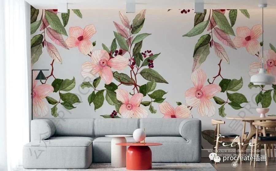 图片[2]-水彩艺术绘画风格的植物花卉主题PNG插画素材【0422】-procreatechahua