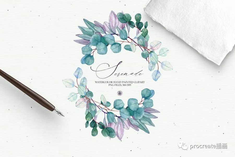 图片[2]-清新淡雅手绘风格的水彩花环PNG插画素材【0429】-procreatechahua
