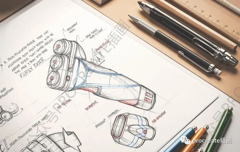 图片[2]-手绘设计草图的笔记本展示psd样机素材【0455】-procreatechahua