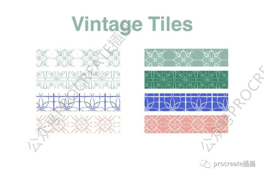 图片[2]-24个复古风格的印花花纹纹理图案Procreate笔刷【0457】-procreatechahua
