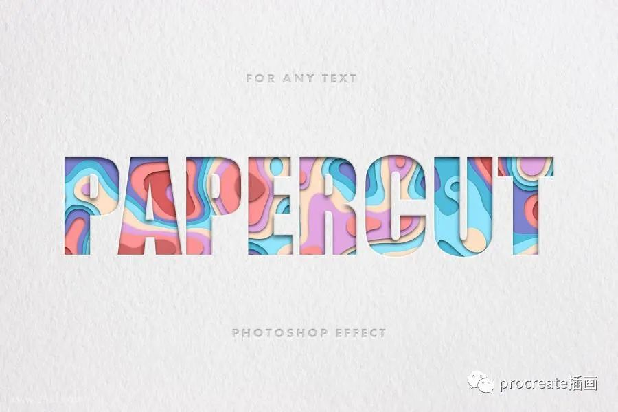 图片[2]-将文字处理成多彩抽象剪纸纹理效果的PS图层样式【0474】-procreatechahua