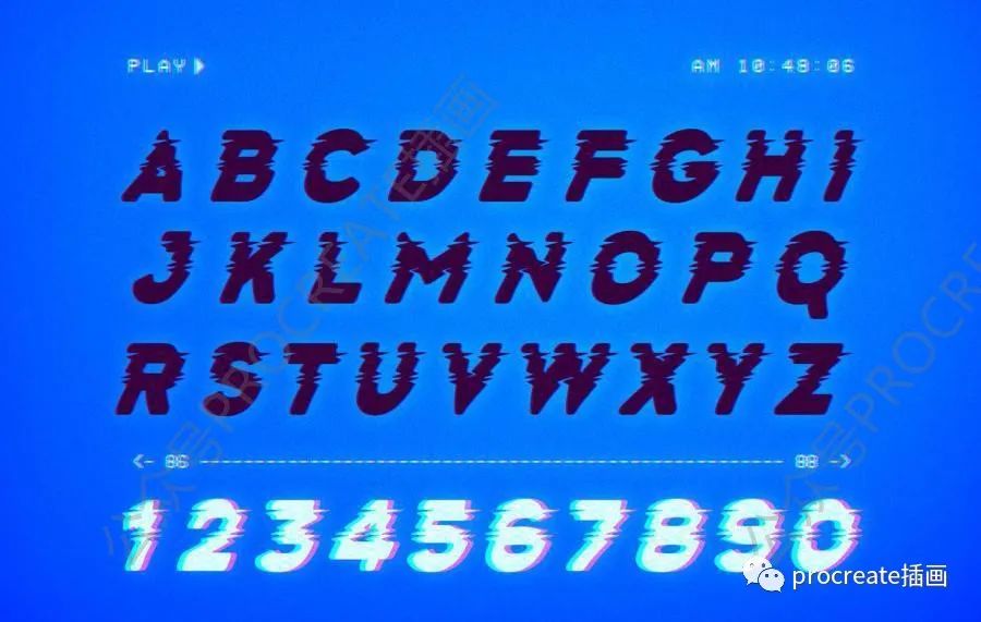 图片[2]-故障毛刺风格的无衬线大写英文字体【0495】-procreatechahua