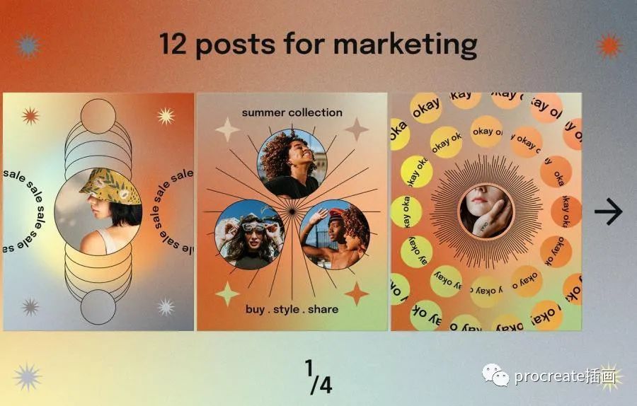 图片[2]-渐变色背景的几何图形元素banner横幅设计模板【0526】-procreatechahua