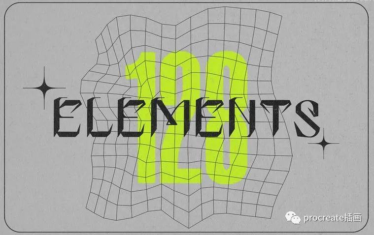 图片[2]-潮流酸性风格的抽象几何线框矢量形状素材包【0547】-procreatechahua