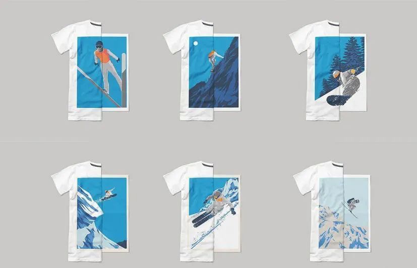 图片[2]-12个冬季户外滑雪登山运动的矢量插画素材【0548】-procreatechahua