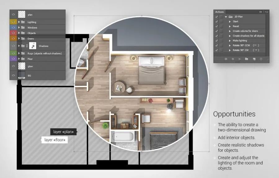 图片[2]-快速生成室内设计2d平面效果图的PS动作【0553】-procreatechahua