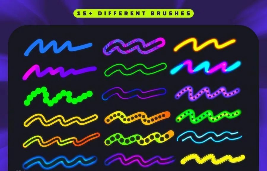 图片[2]-霓虹灯和彩虹效果的Procreate艺术文字笔刷【0608】-procreatechahua