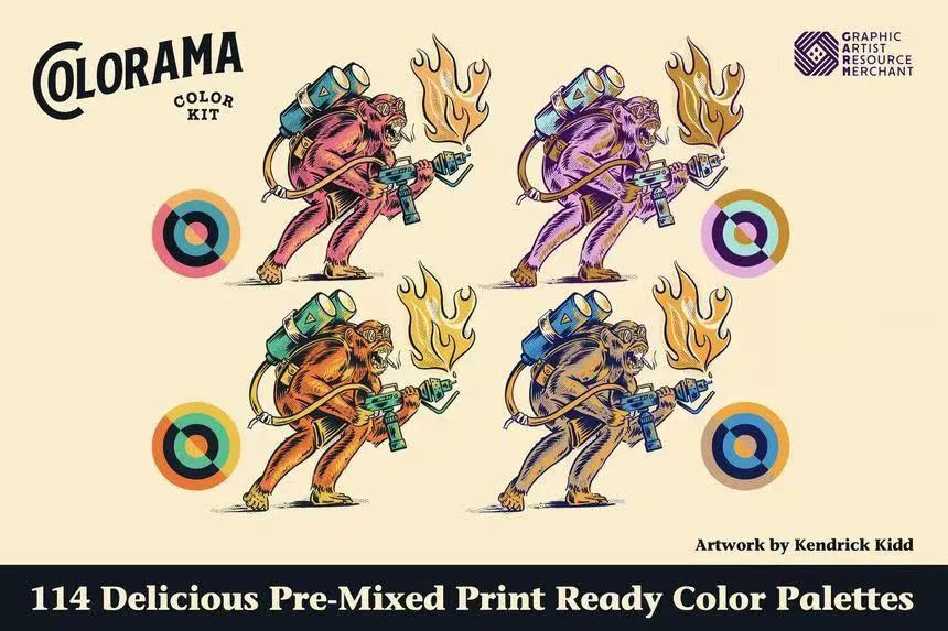 图片[2]-复古风格的Photoshop笔刷和调色板【0620】-procreatechahua