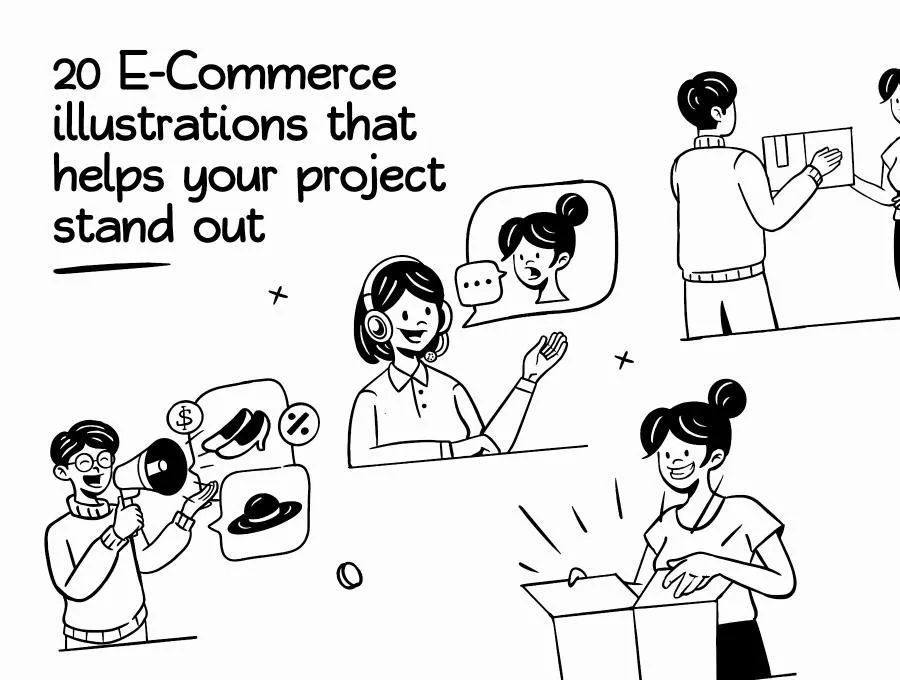 图片[2]-手绘风格的电商主题人物矢量插画素材【0628】-procreatechahua