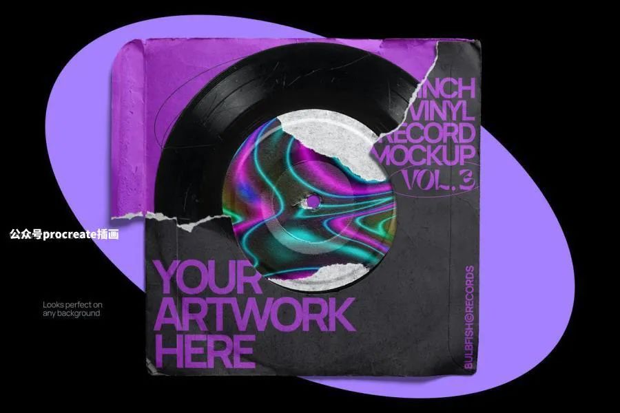 图片[2]-7英寸的黑胶唱片全息贴纸撕边音乐专辑周边模型样机素材【0720】-procreatechahua