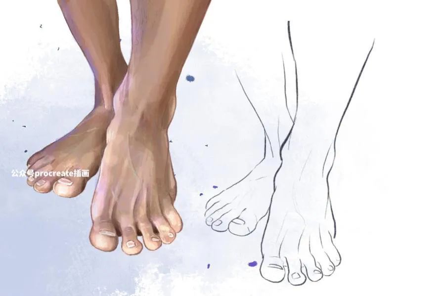 图片[2]-人物脚部动作线稿模板的procreate图案笔刷【0725】-procreatechahua