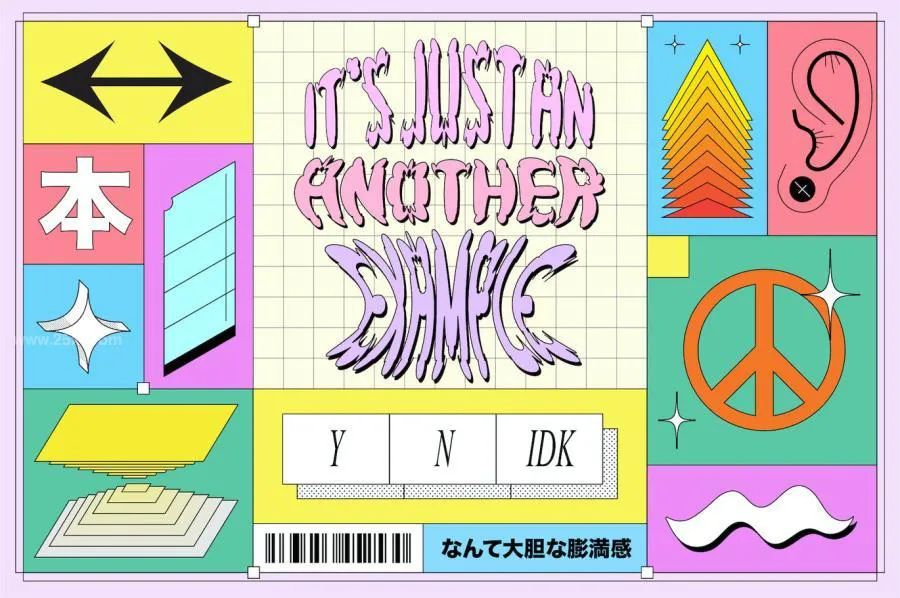 图片[1]-新粗野主义Y2K风格的夸张气泡海报字体设计素材【0733】-procreatechahua