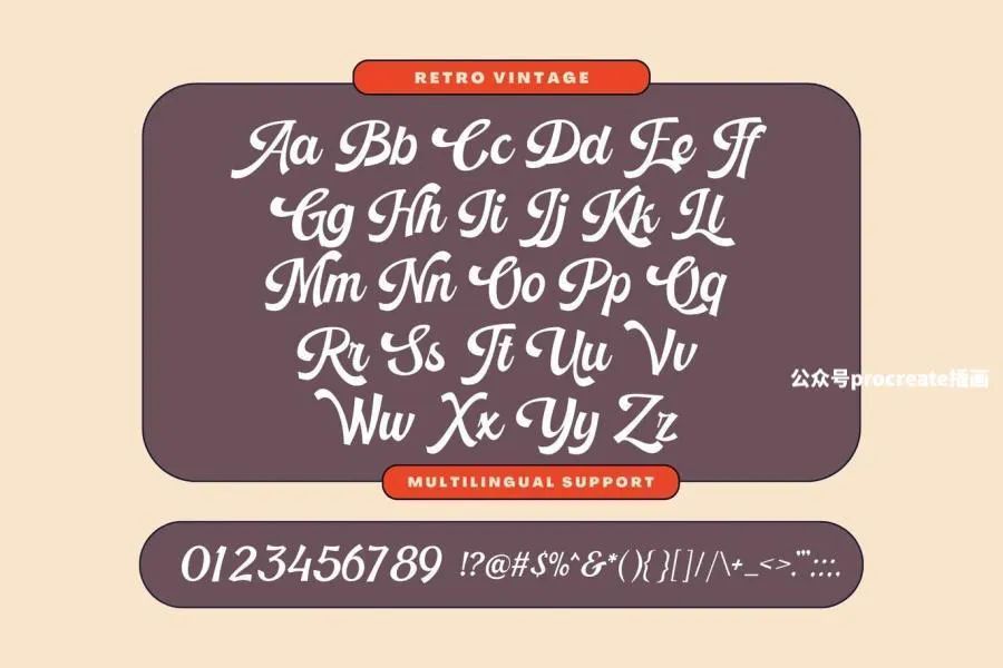 图片[2]-70年代怀旧复古风格的手写立体英文海报字体【0750】-procreatechahua