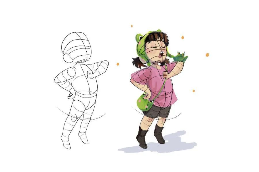 图片[2]-儿童小孩站立全身像动作起稿procreate图案笔刷【0761】-procreatechahua