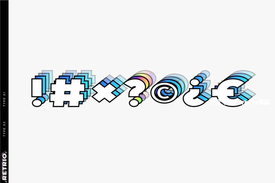 图片[2]-Y2K迷幻酸性错位感重叠设计的英文无衬线装饰svg字体【0764】-procreatechahua