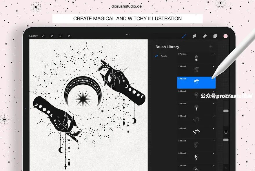 图片[2]-神秘的西方魔法占卜图腾元素Procreate绘画图案笔刷【0778】-procreatechahua