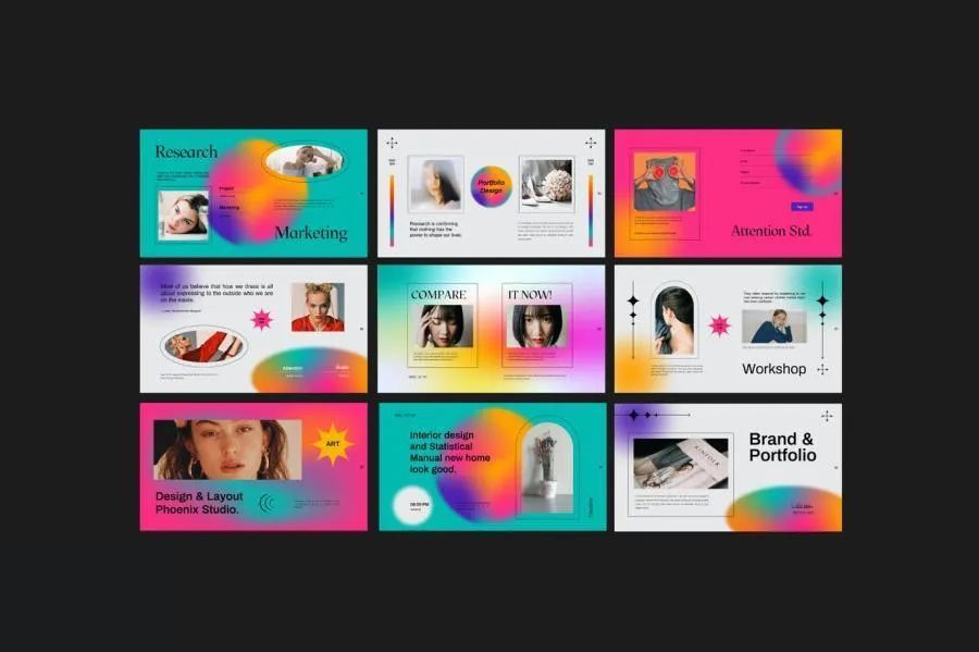 图片[2]-欧美创意潮流元素设计的渐变色ppt模板【0801】-procreatechahua