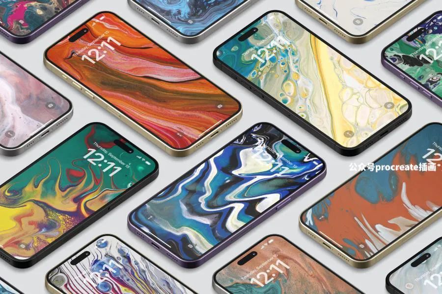 图片[2]-iPhone 14 Pro Max等距视角手机模型展示的psd贴图样机模板【0804】-procreatechahua