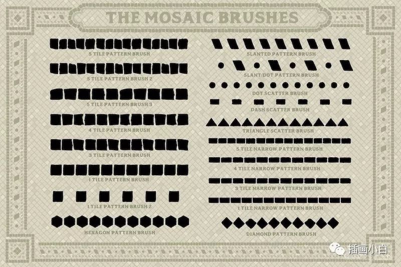 图片[2]-复古马赛克瓷砖纹理效果的ai笔刷【0066】-procreatechahua