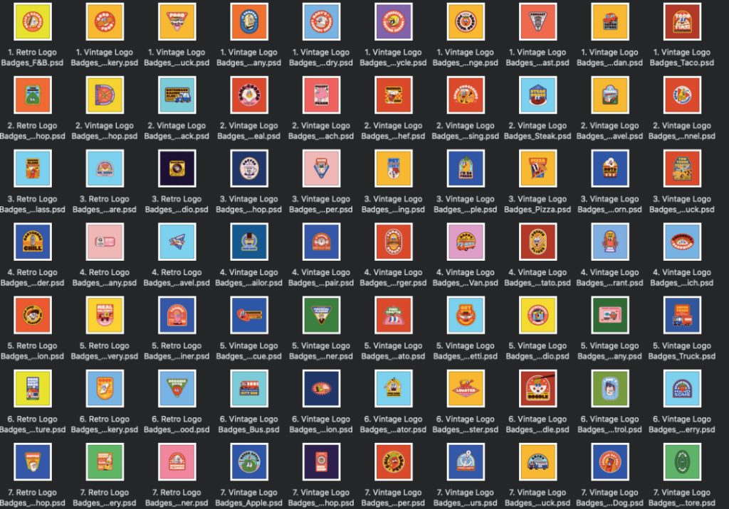 图片[11]-现代设计复古插画风格的logo标志设计模板素材包【0583】-procreatechahua