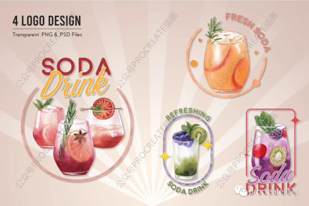 图片[12]-30种混合水果汽水水彩插画集【0406】-procreatechahua