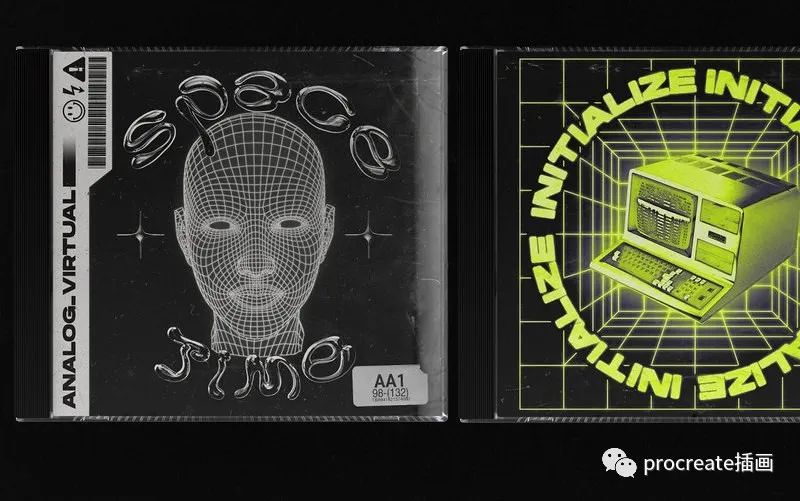 图片[12]-潮流酸性风格的抽象几何线框矢量形状素材包【0547】-procreatechahua