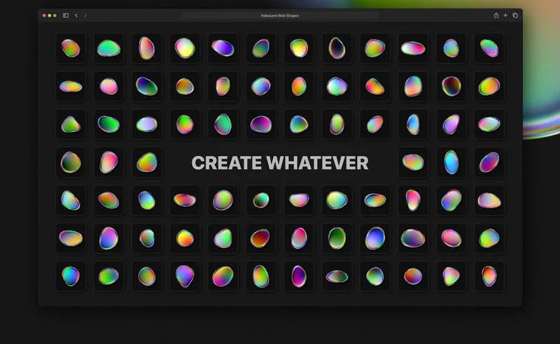 图片[12]-活力有机形态的液态彩虹色气泡水珠图形元素【0554】-procreatechahua