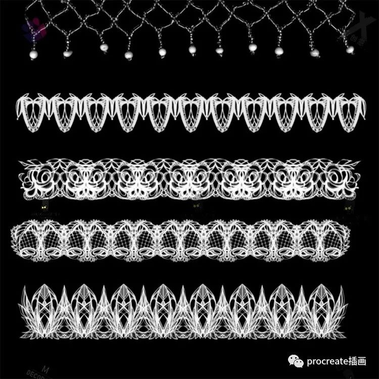 图片[12]-140款蕾丝花边图案procreate笔刷【0135】-procreatechahua