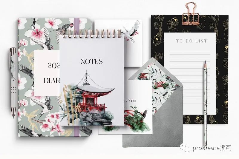 图片[15]-日本风格日式元素的手绘水彩插画png素材包【0528】-procreatechahua