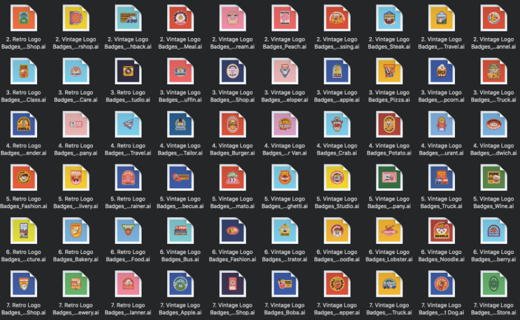 图片[10]-现代设计复古插画风格的logo标志设计模板素材包【0583】-procreatechahua