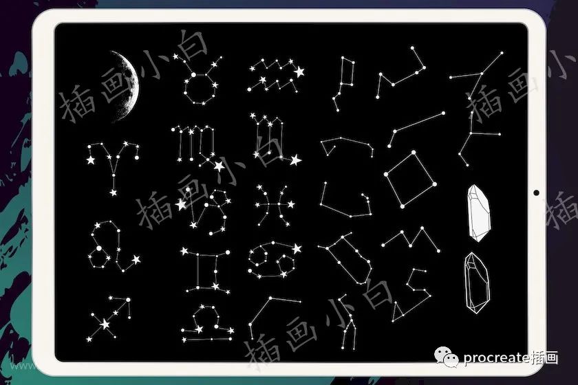 图片[3]-70款手帐风格月亮星星水晶procreate笔刷【0154】-procreatechahua