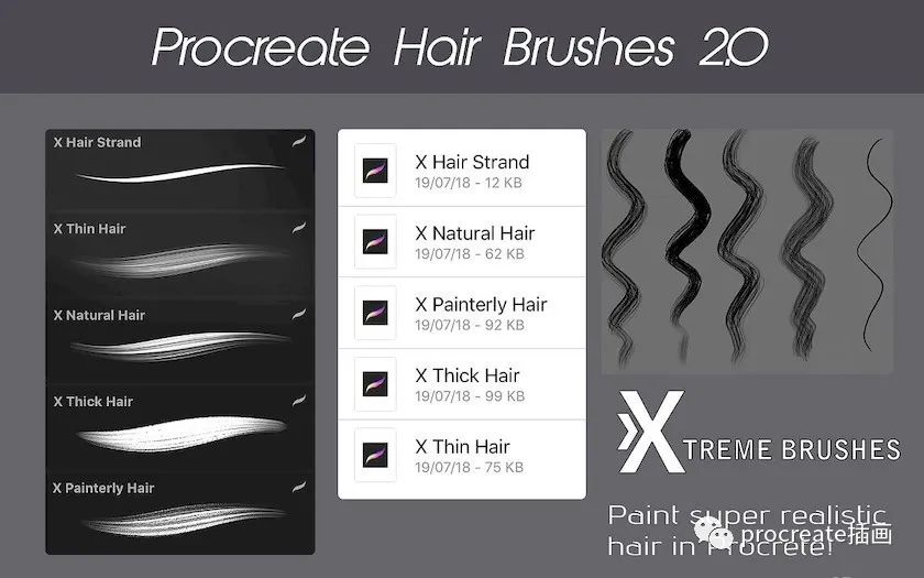 图片[3]-一套逼真的动漫人物Procreate头发笔刷【0159】-procreatechahua