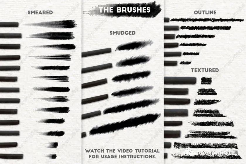 图片[3]-33个适用于Adobe illustrator的木炭粉彩绘画纹理效果笔刷【0260】-procreatechahua
