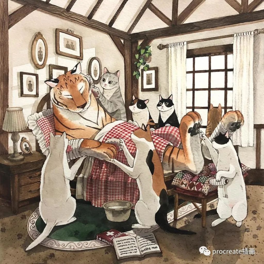 图片[3]-可爱猫咪水彩插画作品集【0265】-procreatechahua