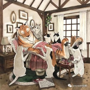 可爱猫咪水彩插画作品集【0265】-procreatechahua