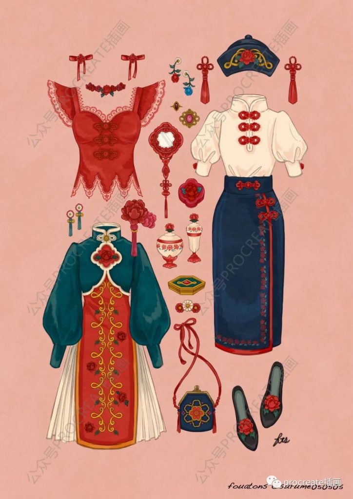 图片[4]-复古少女时尚穿搭插画素材287张+时尚procreate笔刷【0298】-procreatechahua