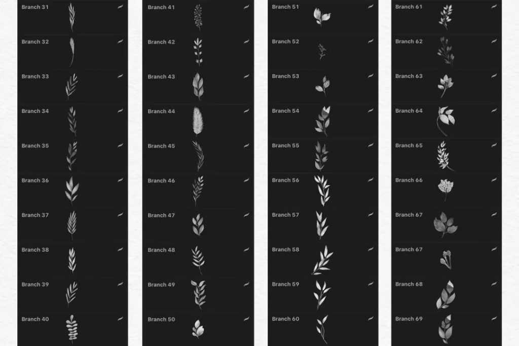 图片[3]-244款Procreate手绘水彩花卉树叶效果笔刷，适合做手帐【0032】-procreatechahua