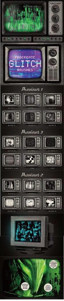 图片[1]-20枚像素电视干扰乱码效果rocreate笔刷20枚像素电视干扰乱码效果【002】-procreatechahua