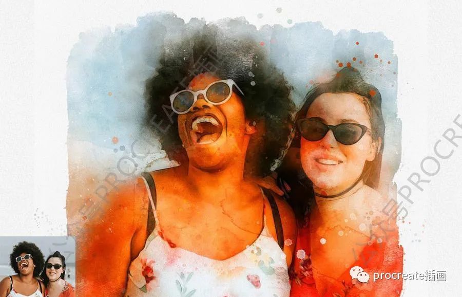 图片[3]-将照片处理成奇幻朦胧水彩晕染效果的PS动作插件【0416】-procreatechahua