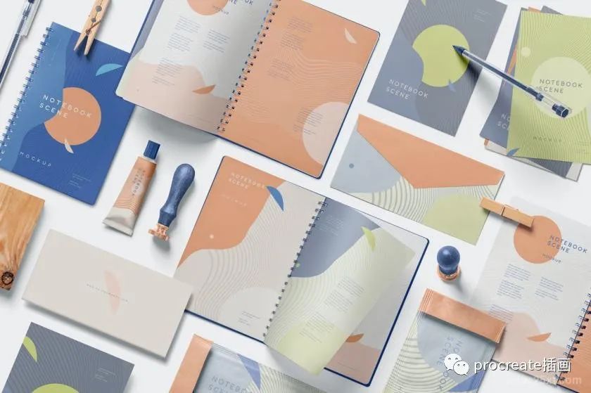 图片[3]-带有可移动办公文具元素的环形笔记本品牌VI设计展示PSD样机素材【0446】-procreatechahua